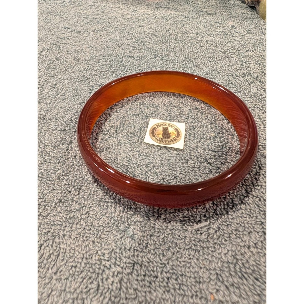 Vintage Red Agate Bangle Bracelet Translucent Honey Brown Stackable Jewelry